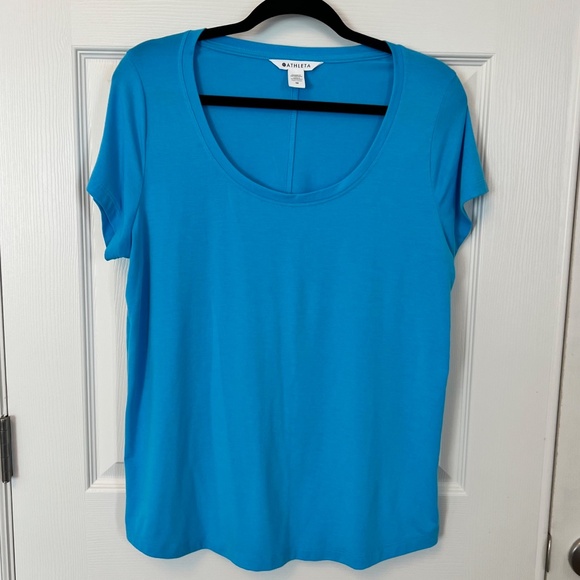 Athleta Stratus II Tee Women’s Blue Scoop Neck Short Sleeve T Shirt Size Medium - Picture 1 of 3